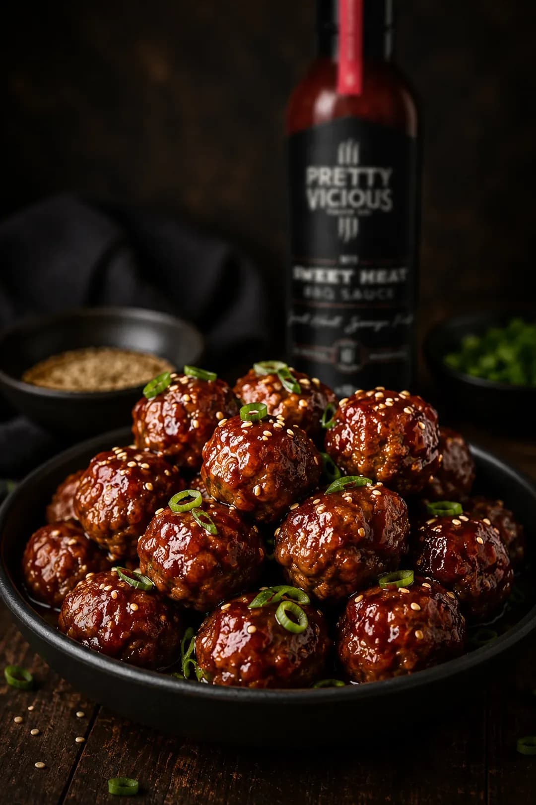 Sticky Sweet Heat BBQ glazed meatballs